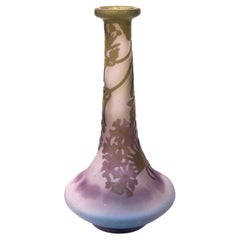 Small French Art Nouveau Emile Galle Cameo Glass Vervain Blossom Vase c1908