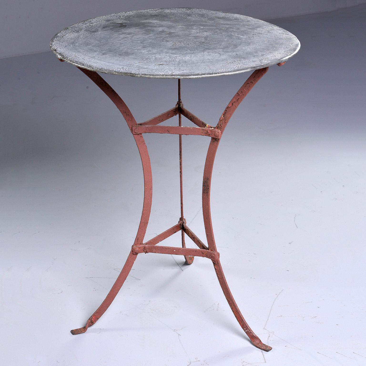 Iron Small French Bistro Table with Round Zinc Top
