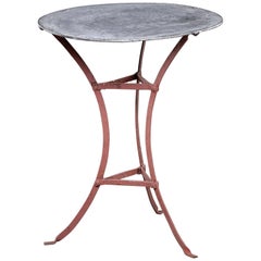 Vintage Small French Bistro Table with Round Zinc Top