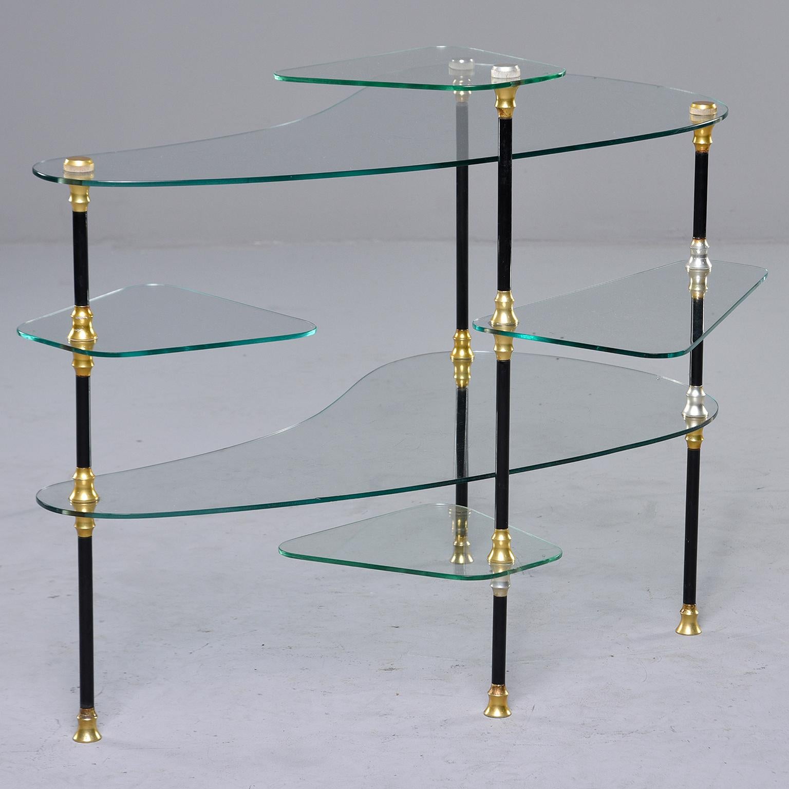 Small French Brass and Glass Etagere with Multiple Shelves 3