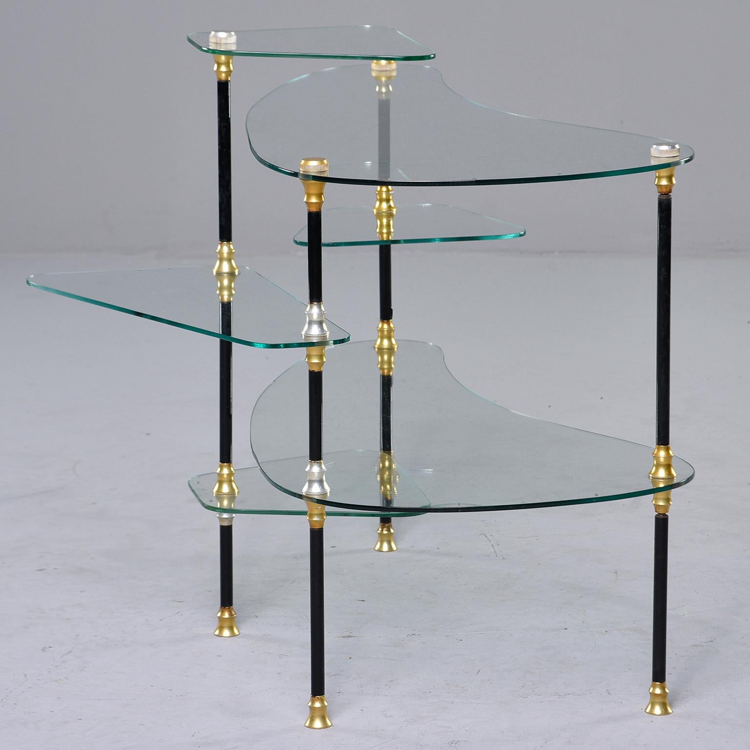 Small French Brass and Glass Etagere with Multiple Shelves 5