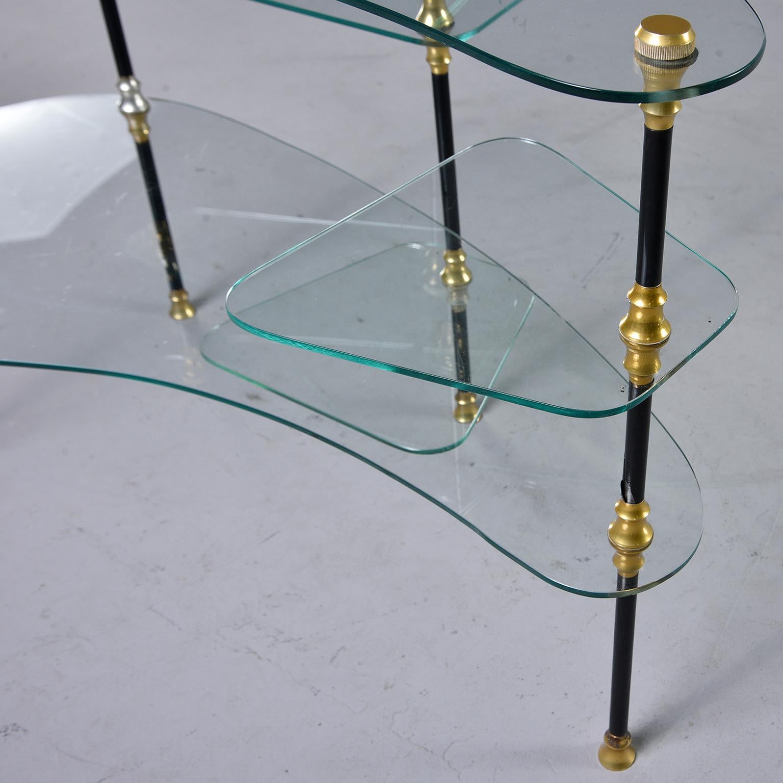Metal Small French Brass and Glass Etagere with Multiple Shelves