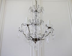 Small French Bronze Style Chandelier with Crystals