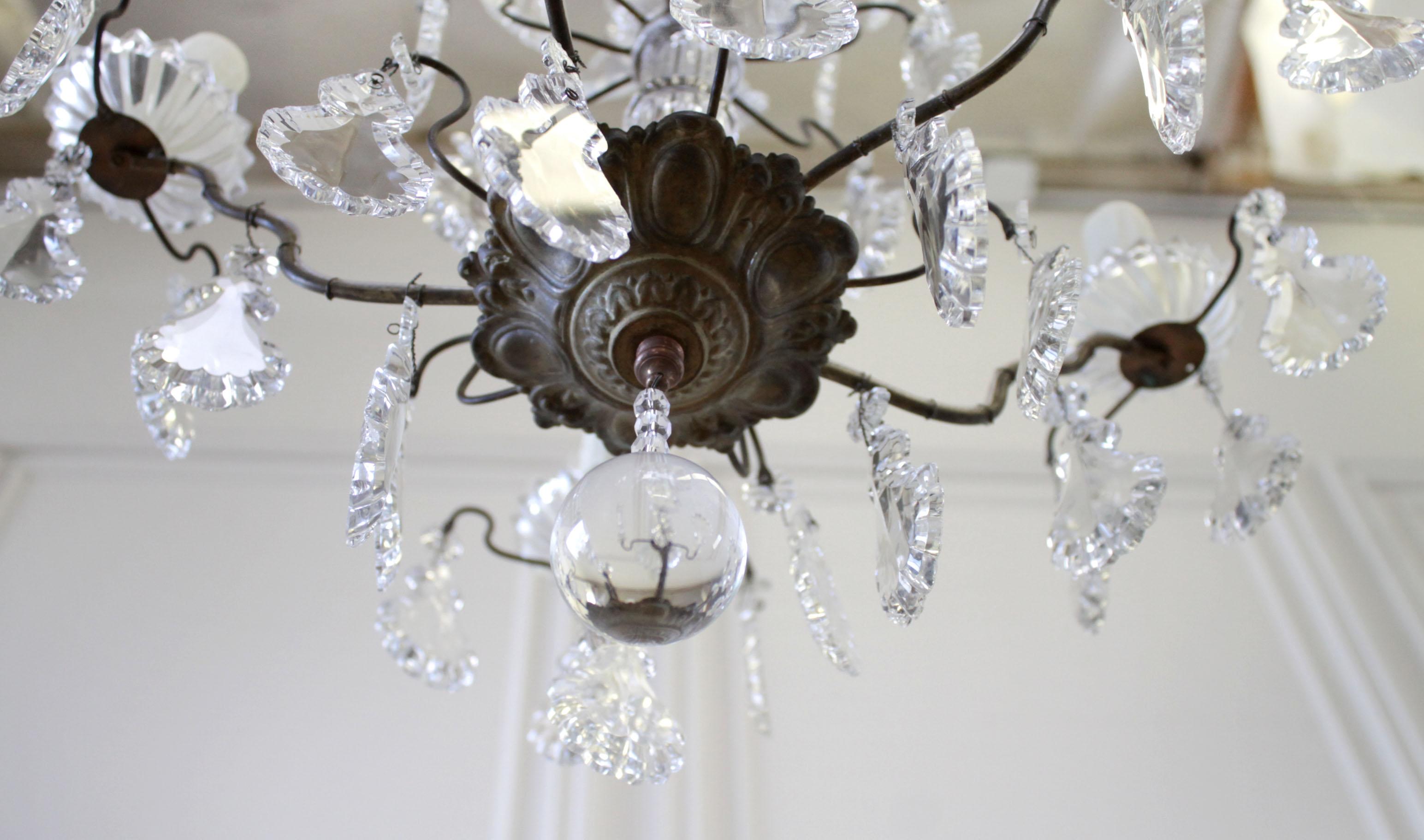 Small French Bronze Style Chandelier with Crystals 1