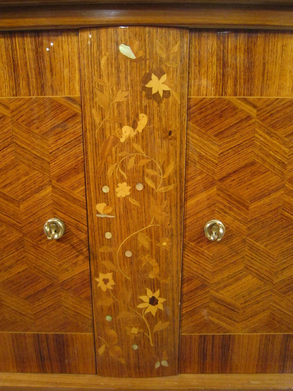 Small French Cabinet in Palisander with Marquetry and Parquetry Detail 1