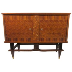 Vintage Small French Cabinet in Palisander with Marquetry and Parquetry Detail