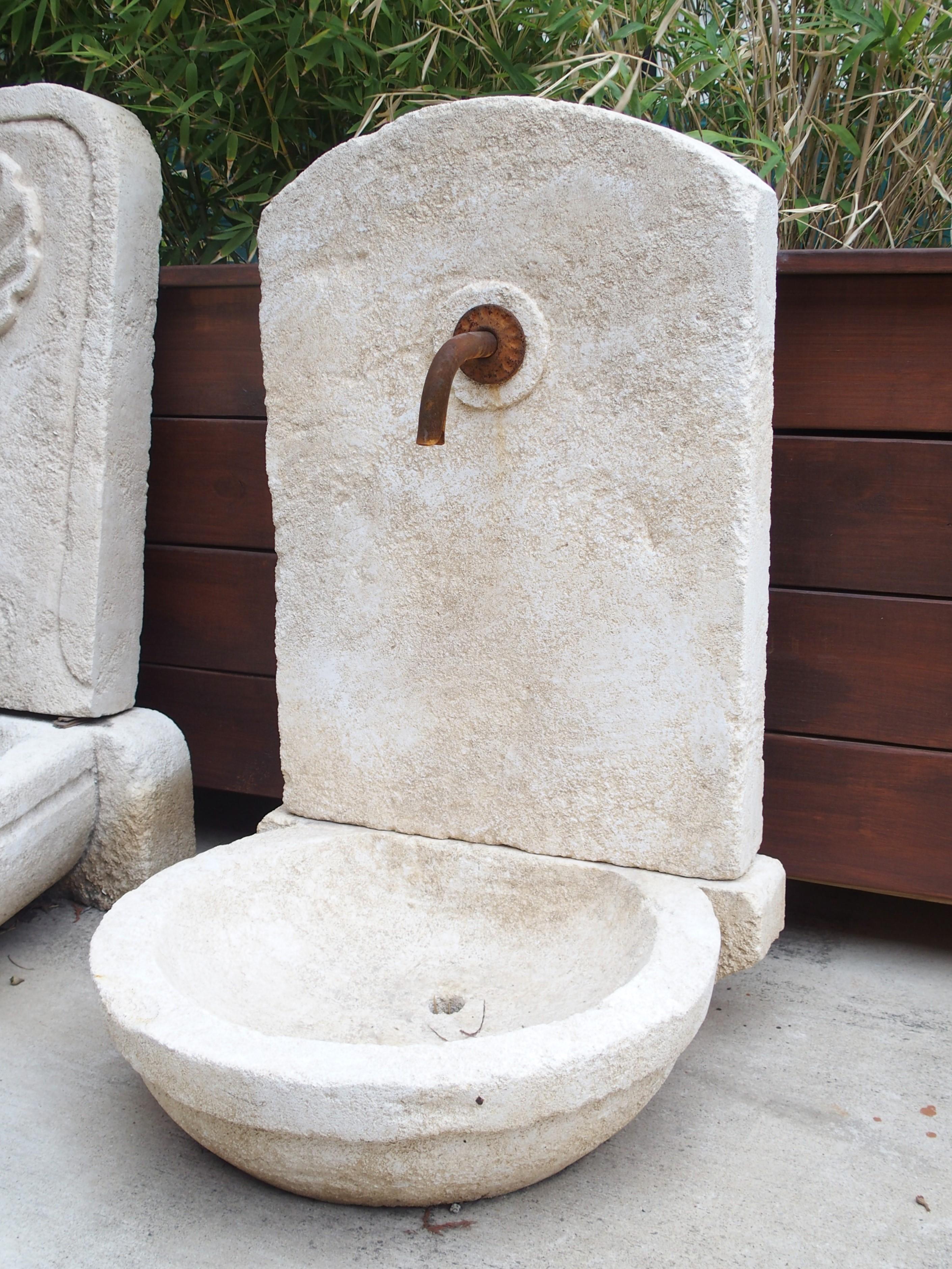 Small French Carved Limestone Wall Fountain from Provence, 31 inches High 5