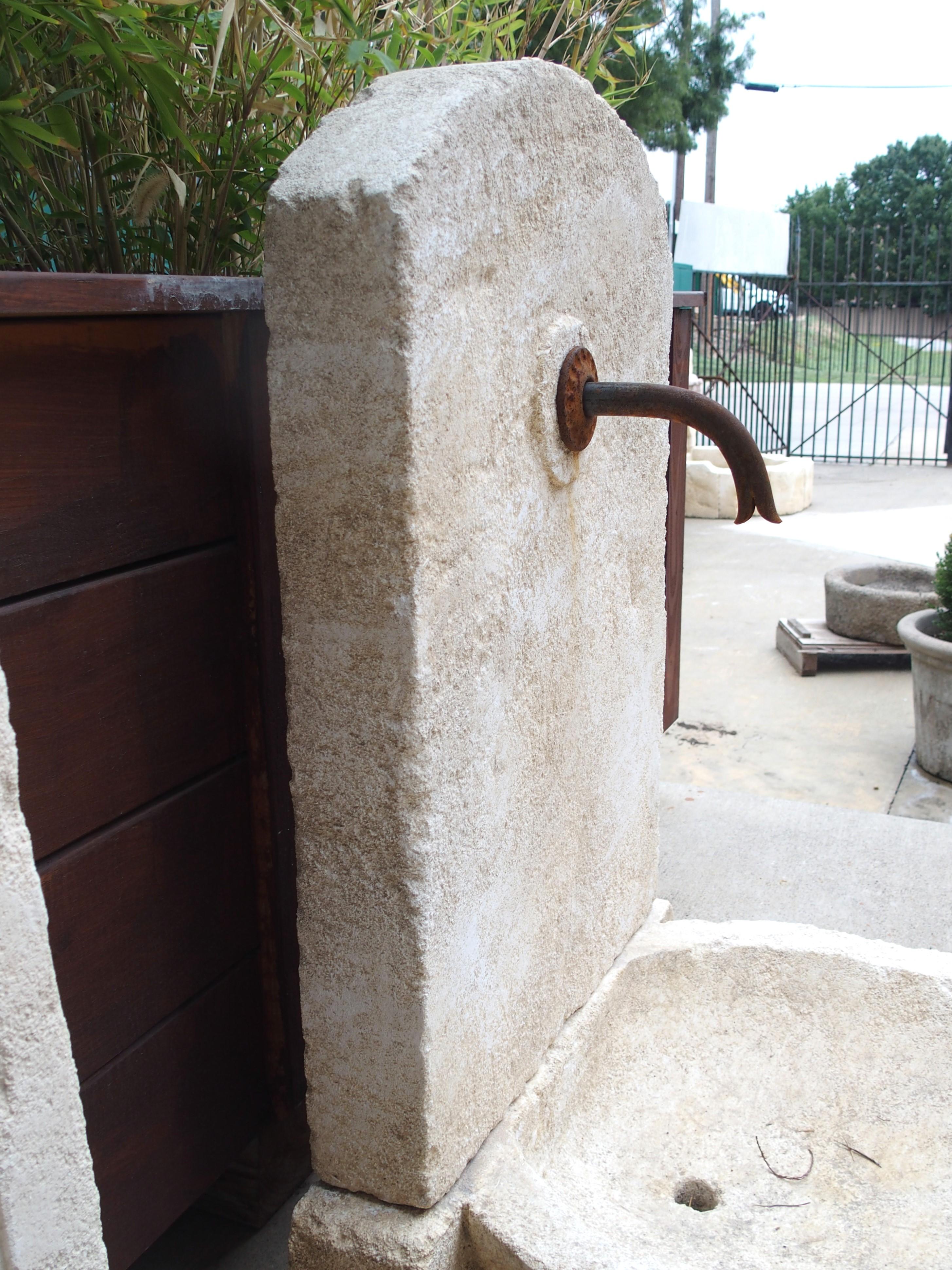 Small French Carved Limestone Wall Fountain from Provence, 31 inches High In Good Condition In Dallas, TX