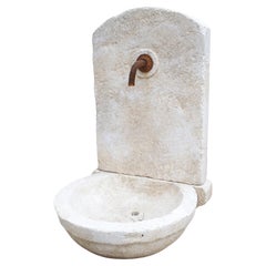 Small French Carved Limestone Wall Fountain from Provence, 31 inches High