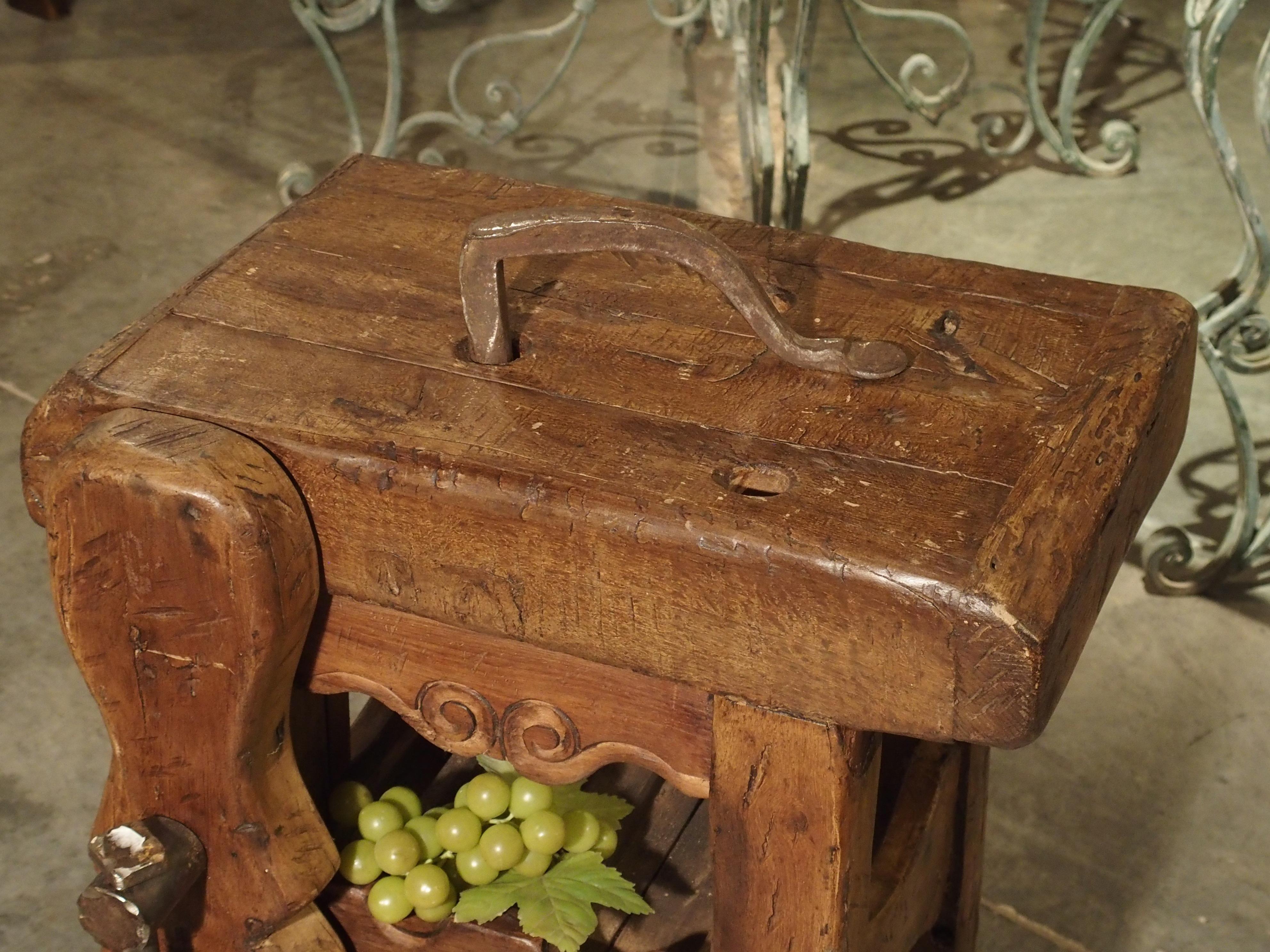 Carved Small French 'Cave A Vin' Wine Bottle Holder Console