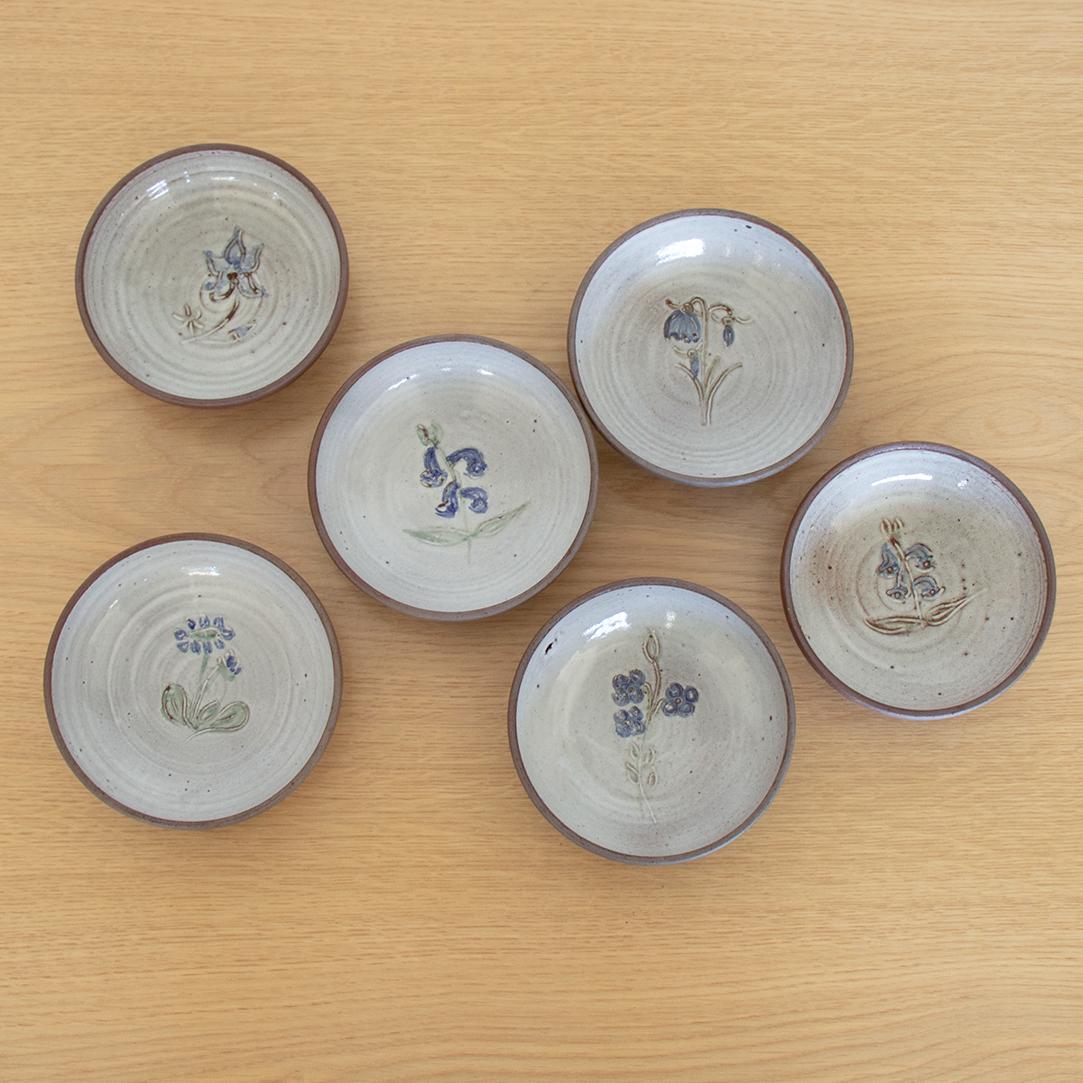 20th Century Small French Ceramic Flower Bowls, Set of 6