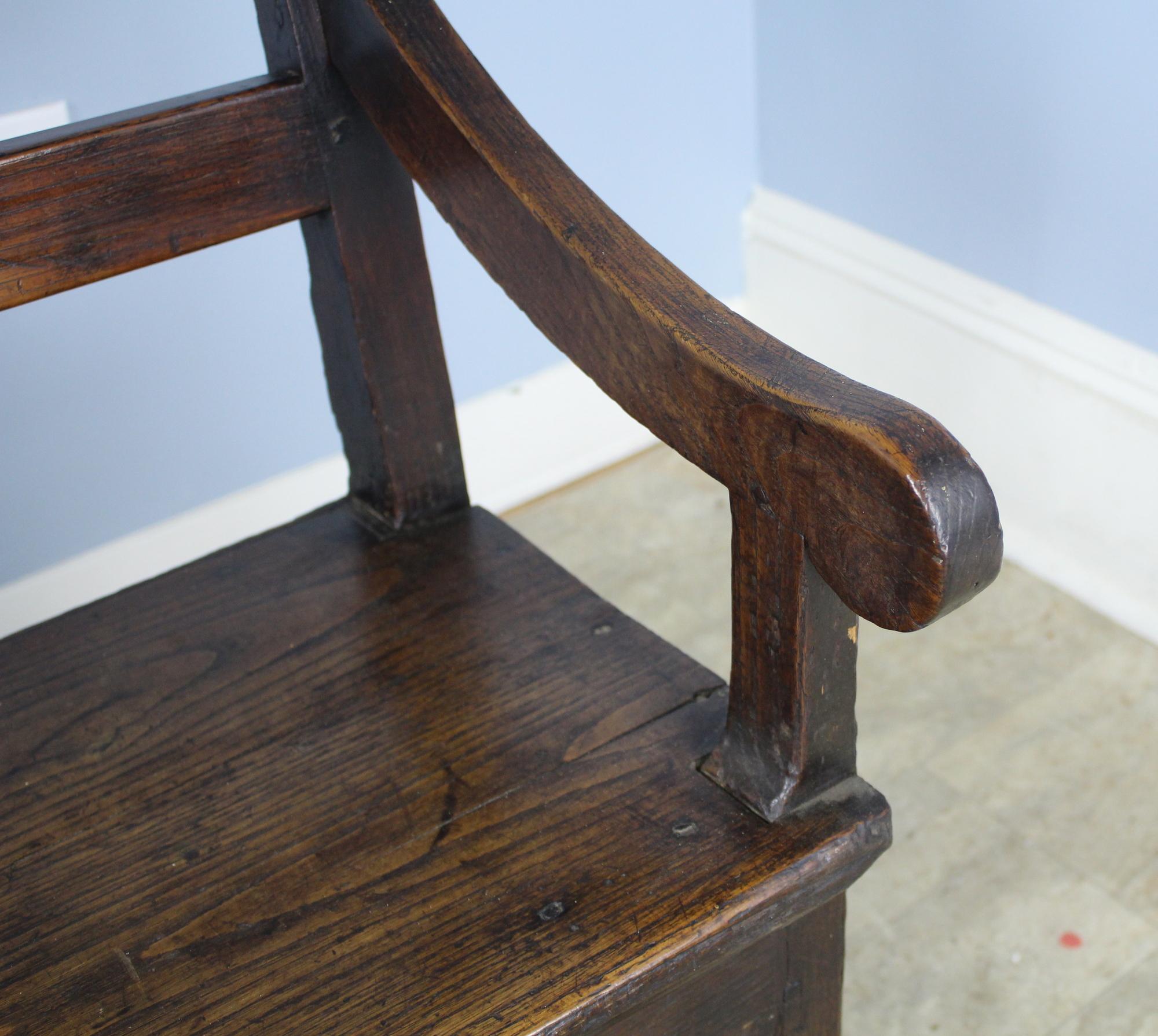 19th Century Small French Chestnut Seat or Bench