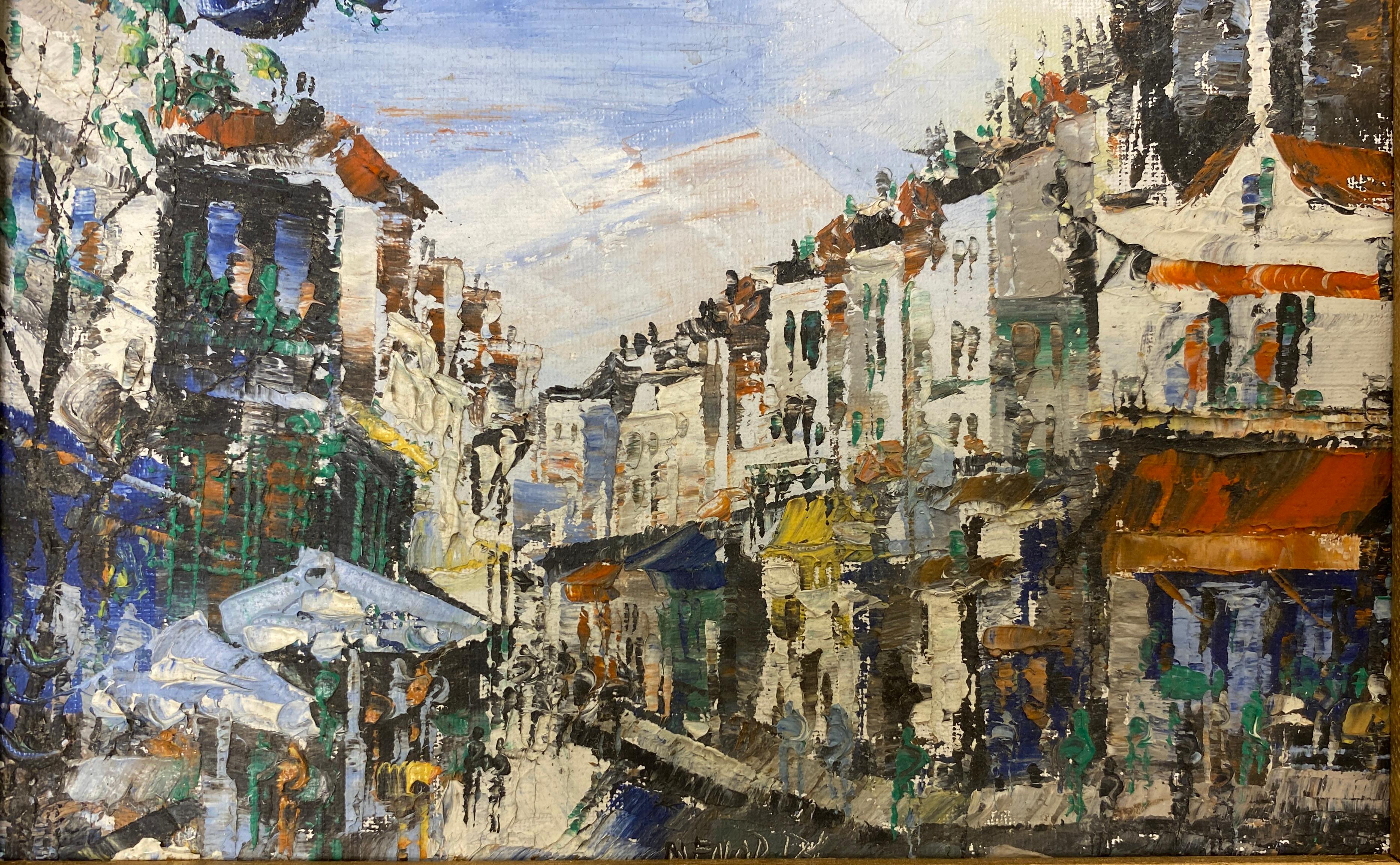 Französische Stadtlandschaft, Ölgemälde, Paris, Frankreich, Straßenszene, Gemälde (Handgefertigt) im Angebot