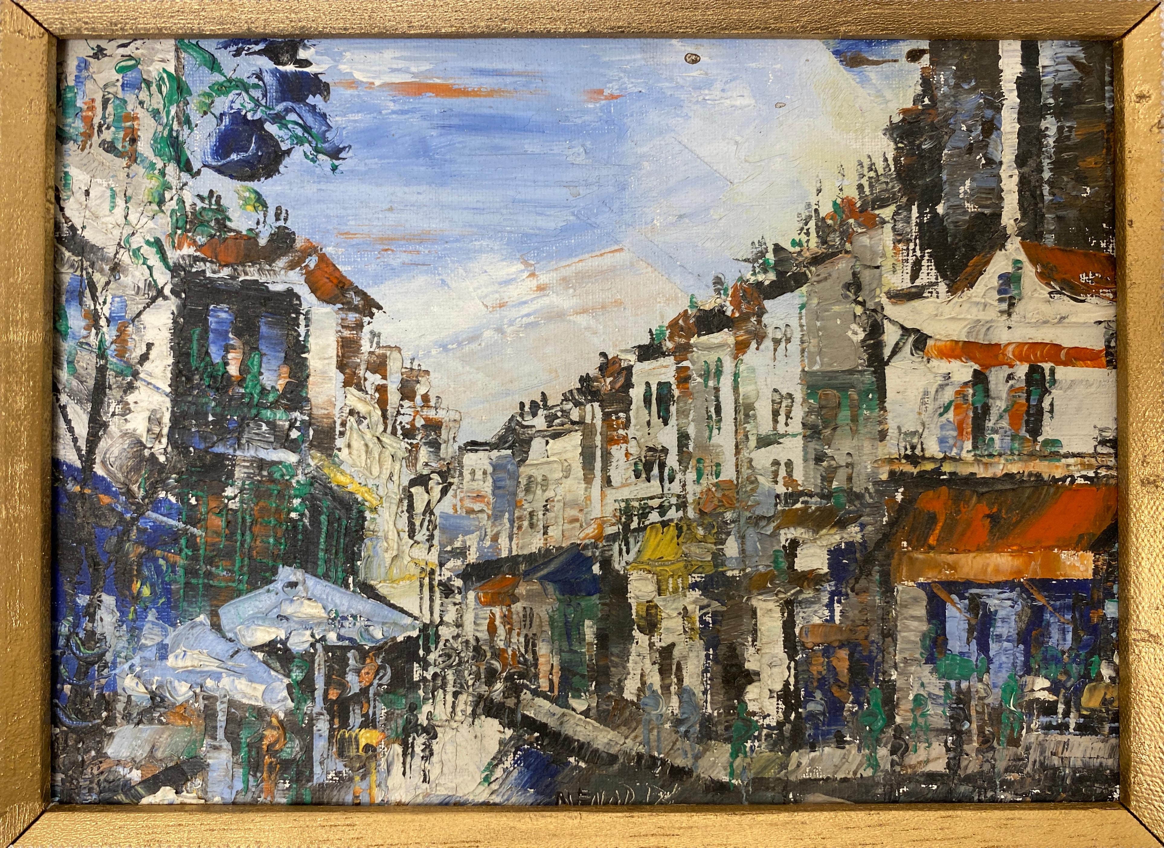 Französische Stadtlandschaft, Ölgemälde, Paris, Frankreich, Straßenszene, Gemälde (20. Jahrhundert) im Angebot