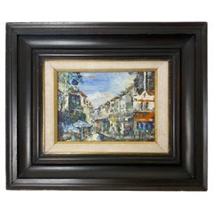 Small French Cityscape Oil Painting, Paris France Street Scene Painting