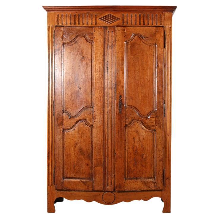 Small French Country Cherry Armoire  For Sale