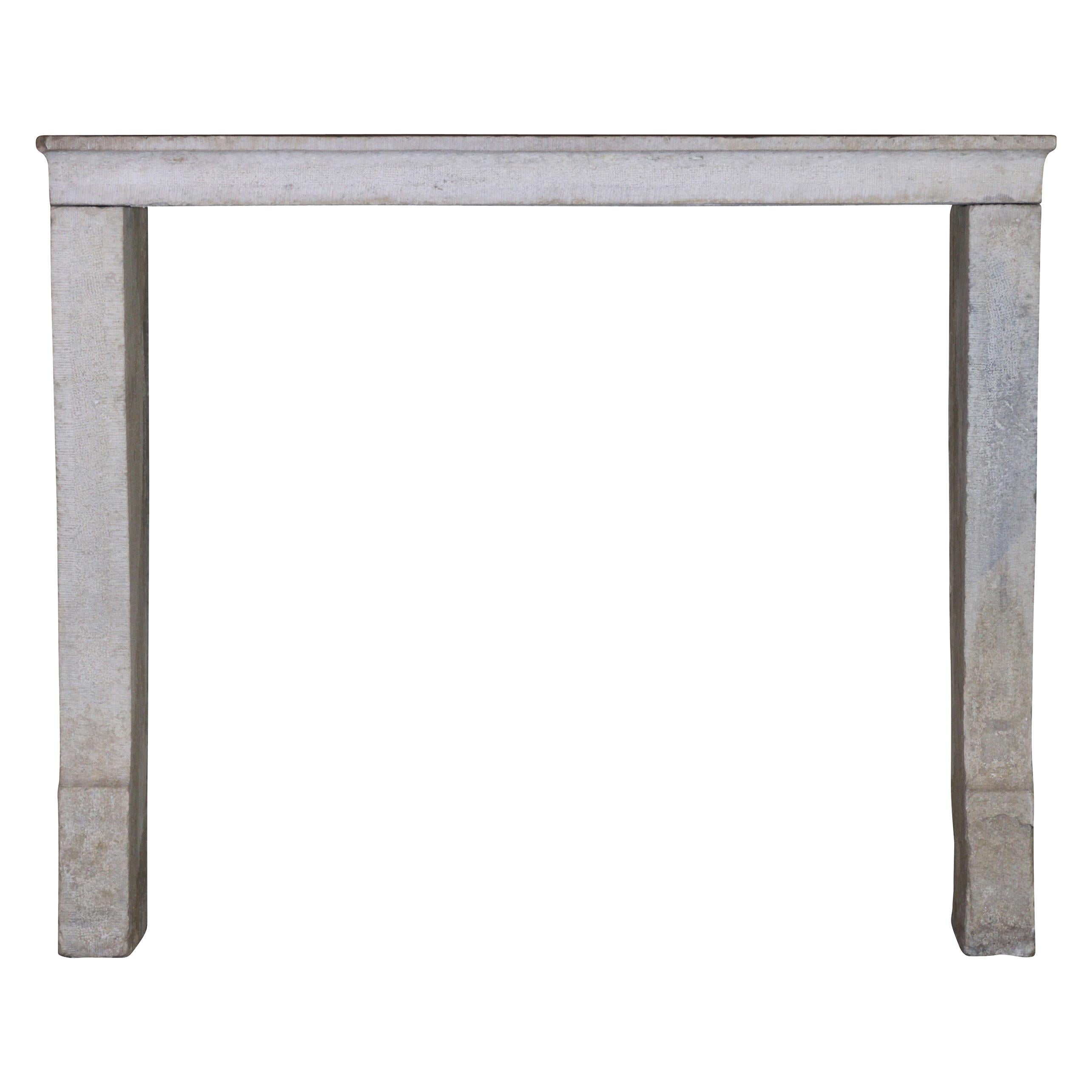 Small French Country Limestone Antique Fireplace Surround