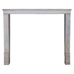 Small French Country Limestone Antique Fireplace Surround
