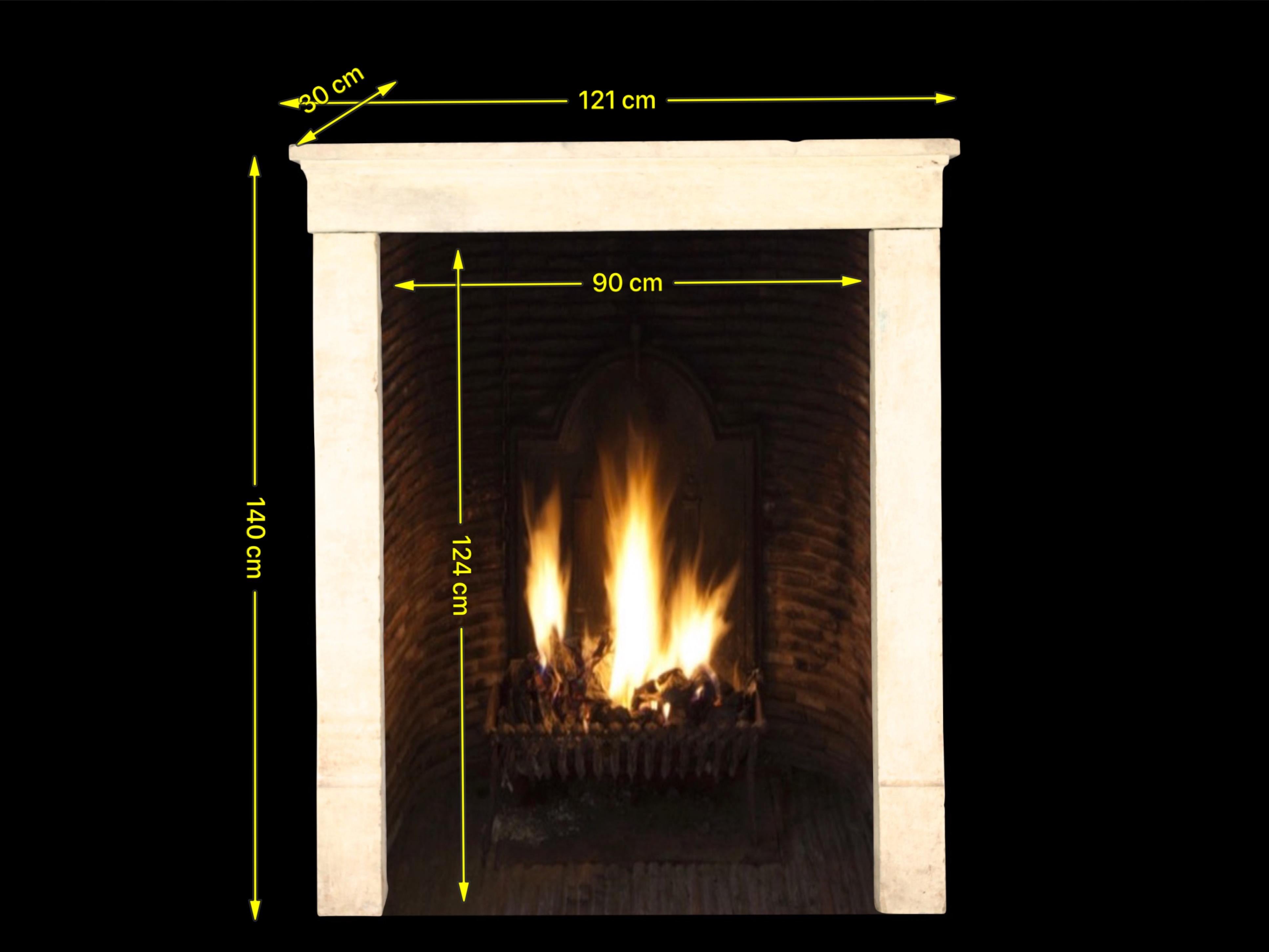 Small French Country Style Vintage Limestone Fireplace Surround 4