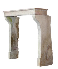 Small French Country Vintage Fireplace Surround in Multi-Color Limestone