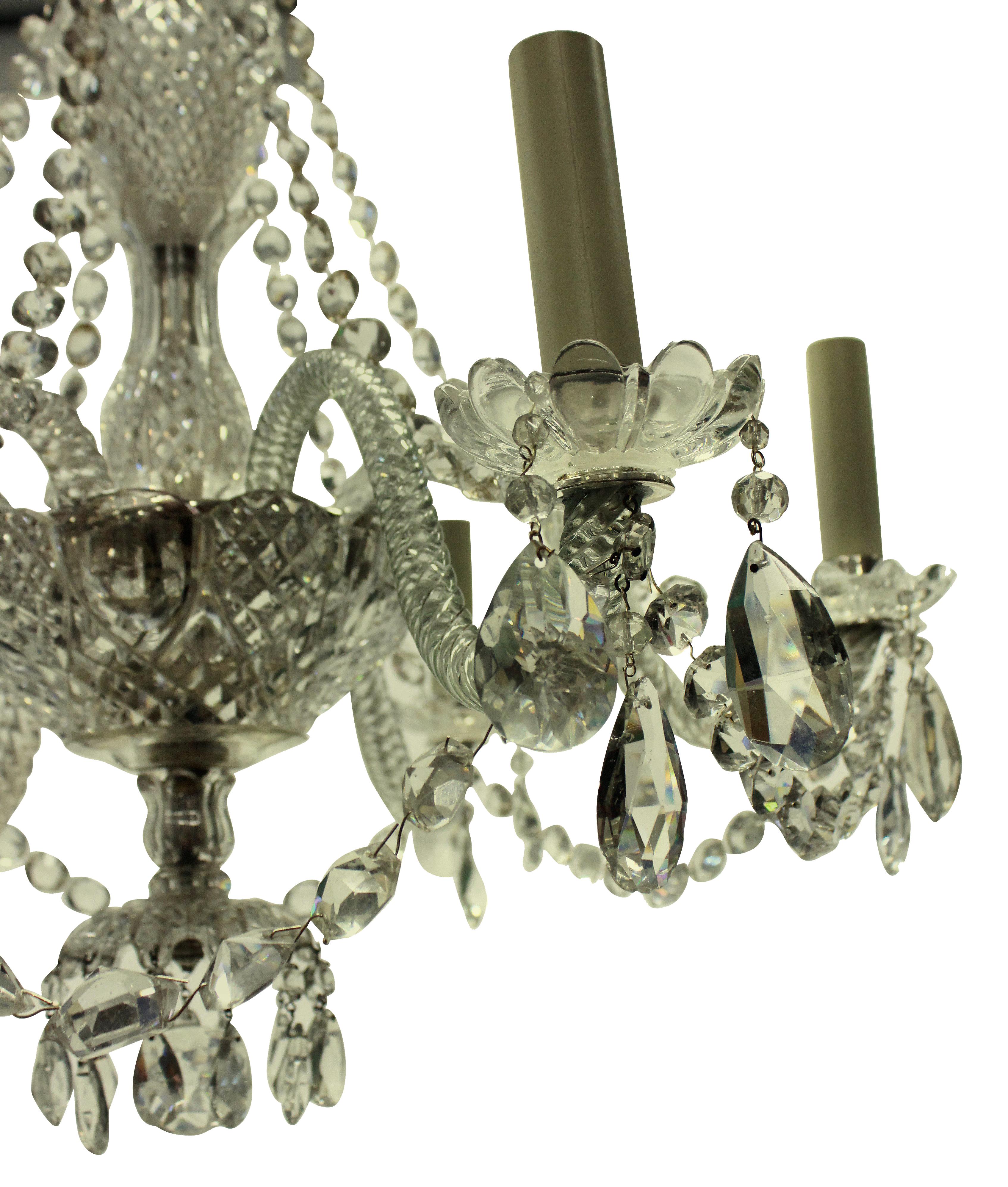 Small French Cut-Glass Chandelier In Good Condition In London, GB