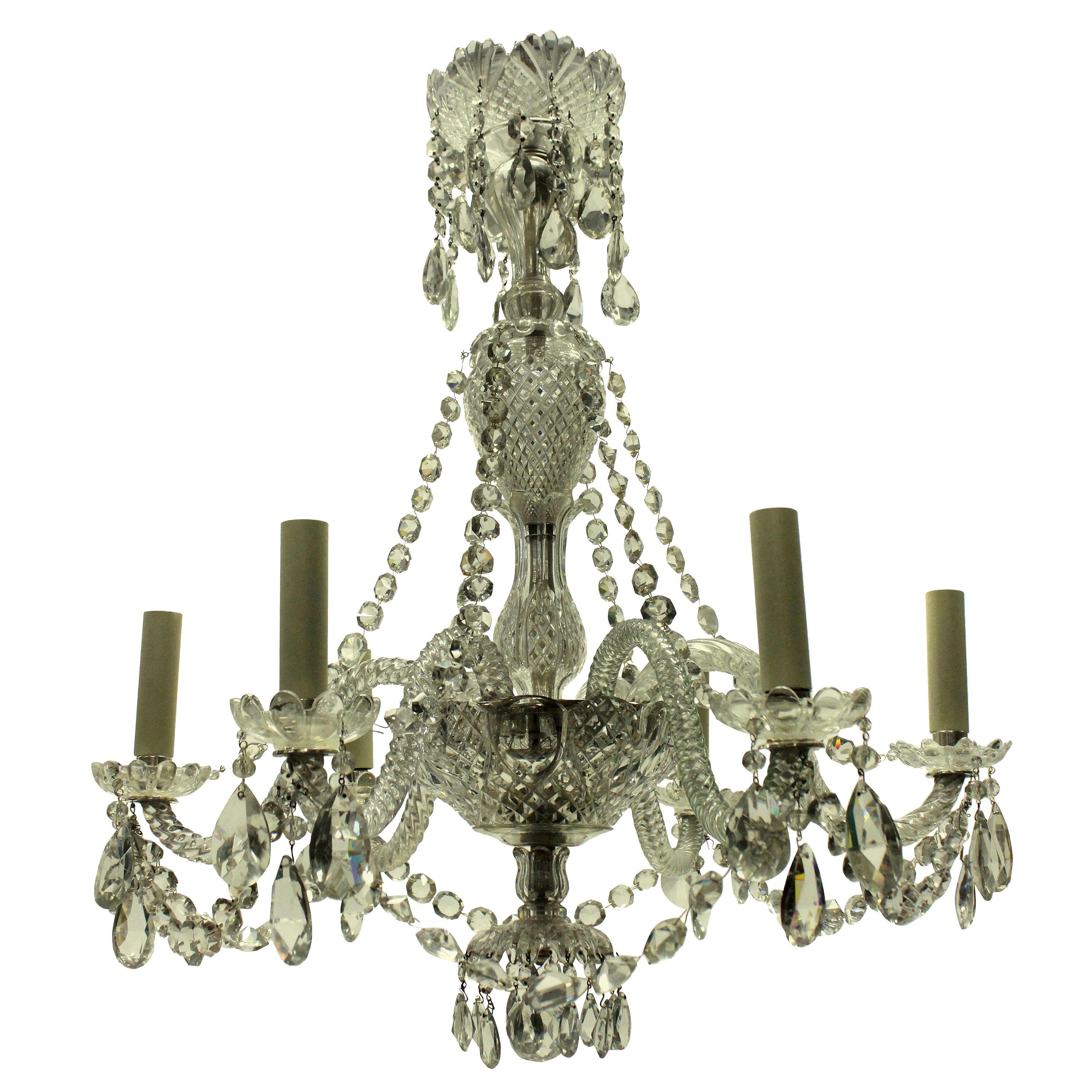 Small French Cut-Glass Chandelier
