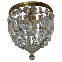 Antique Small French Empire Style Crystal Basket Chandelier
