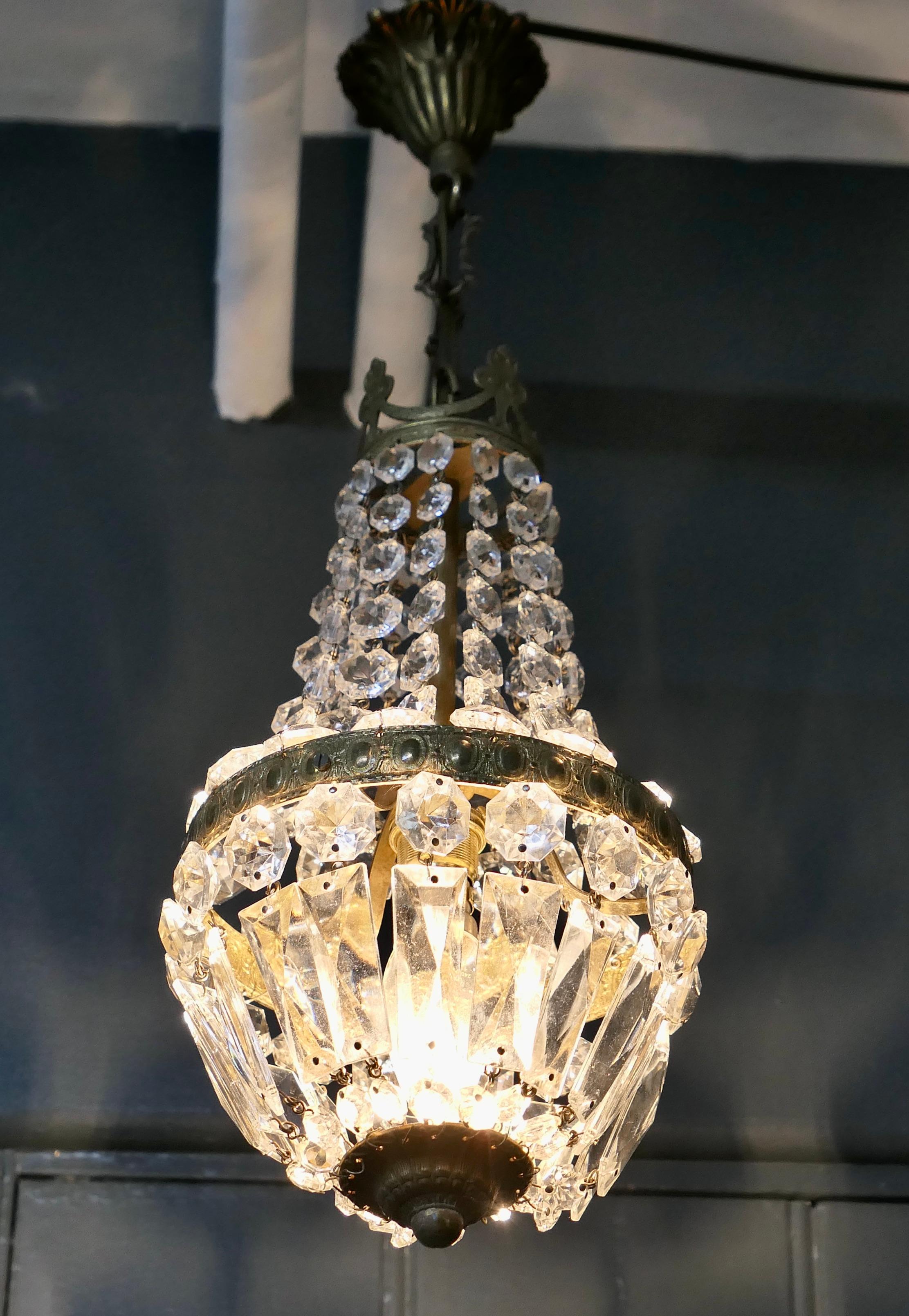 Art Deco Small French Empire Style Tent Chandelier For Sale