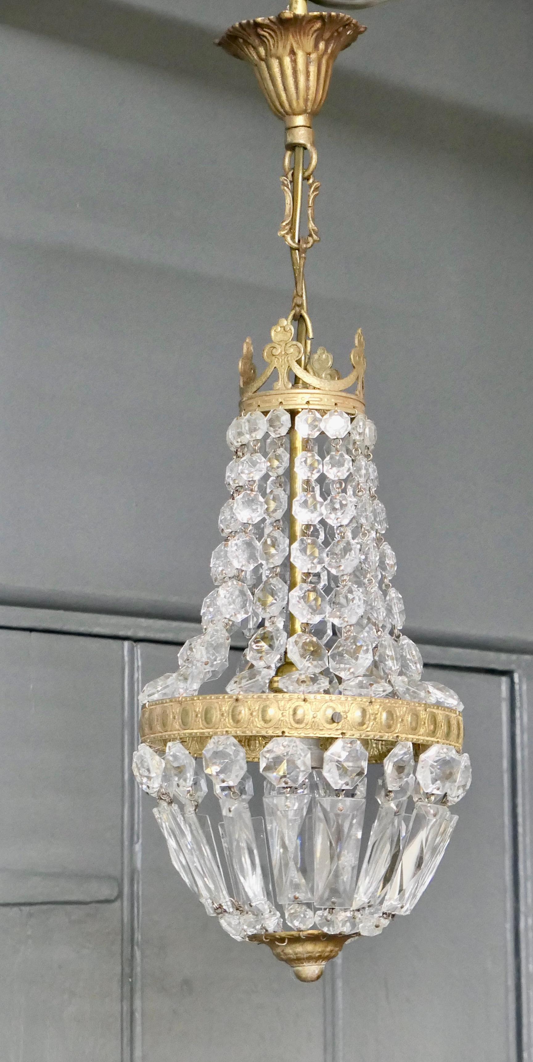 20th Century Small French Empire Style Tent Chandelier For Sale