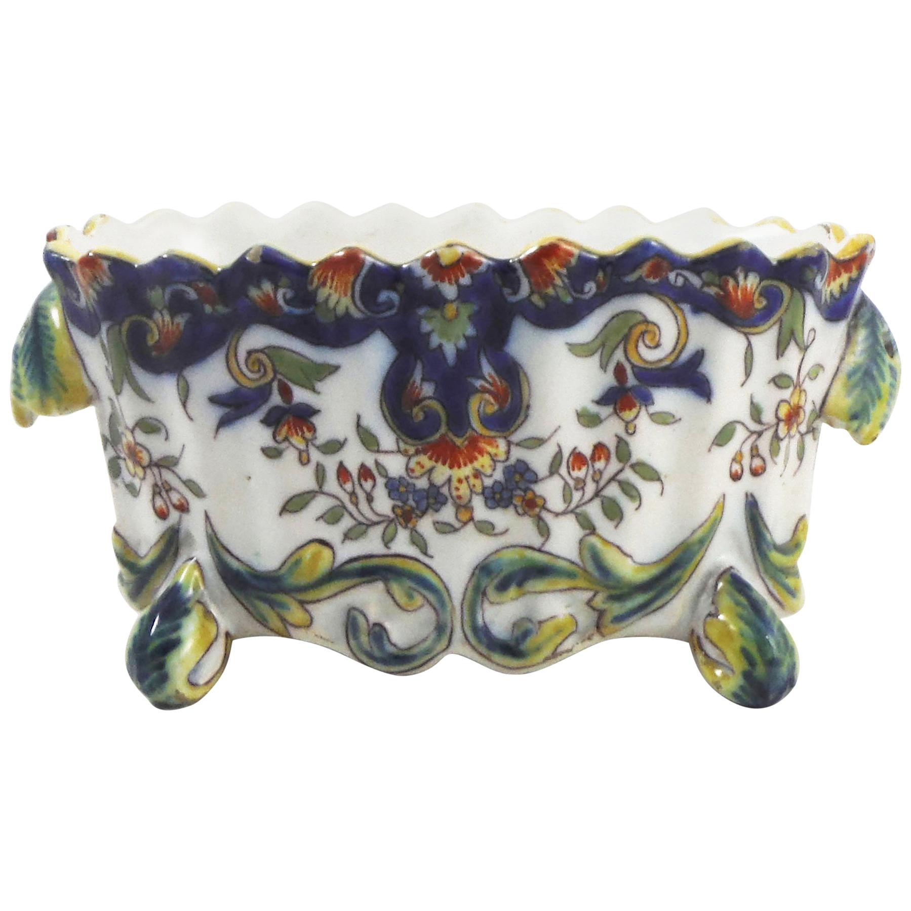 Small French Faience Jardinière Desvres, circa 1900 2