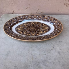 Small French Faience Oval Platter Model Italia Sarreguemines, Circa 1890