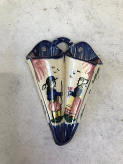 Small French Faience Wall Pocket Henriot Quimper circa 1920