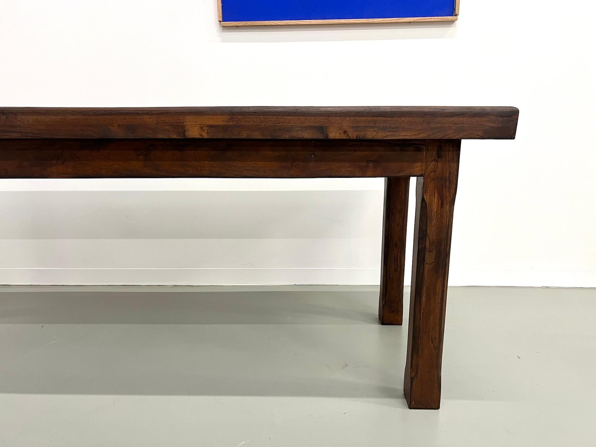 Mid-20th Century Small french farm table from the 50s in blond walnut For Sale