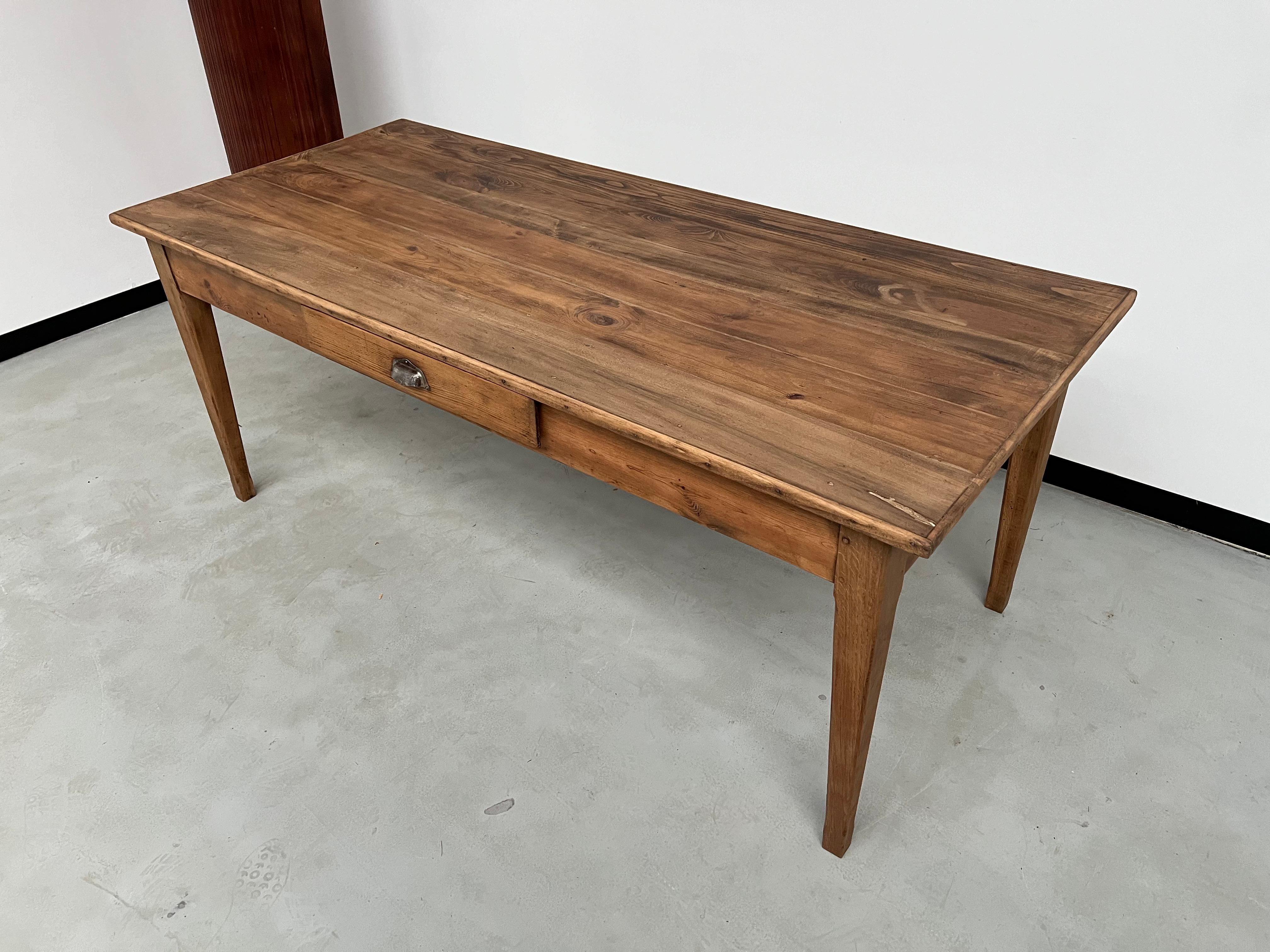 Mid-20th Century  Small French farmhouse table with spindle legs For Sale