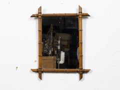 Small French Faux Bamboo Mirror with Pointed Finials, circa 1900