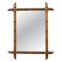 Small French Faux Bamboo Mirror with Pointed Finials, circa 1900