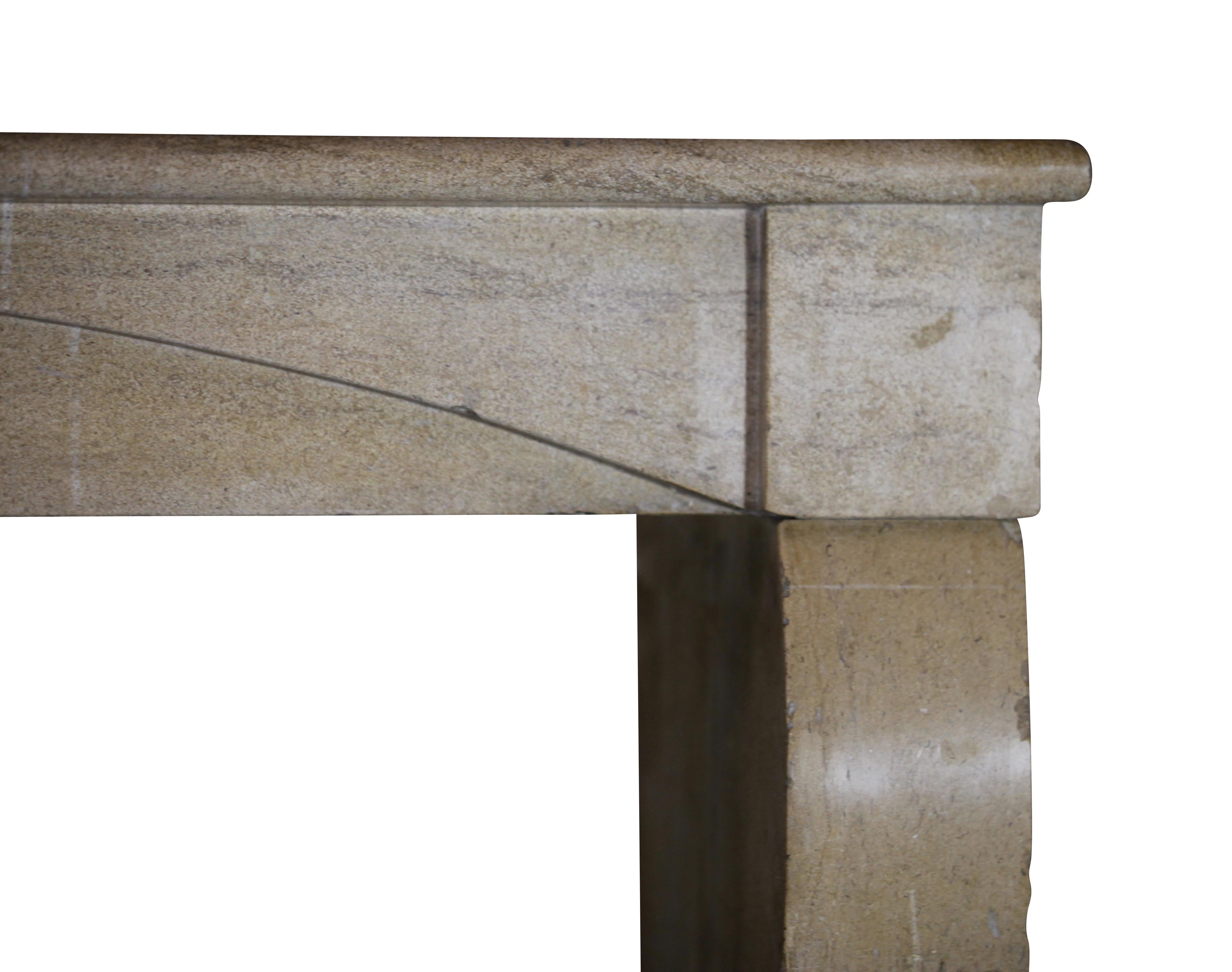 Stone Small French Fireplace Surround in Limestone for Timeless Modern Interior For Sale