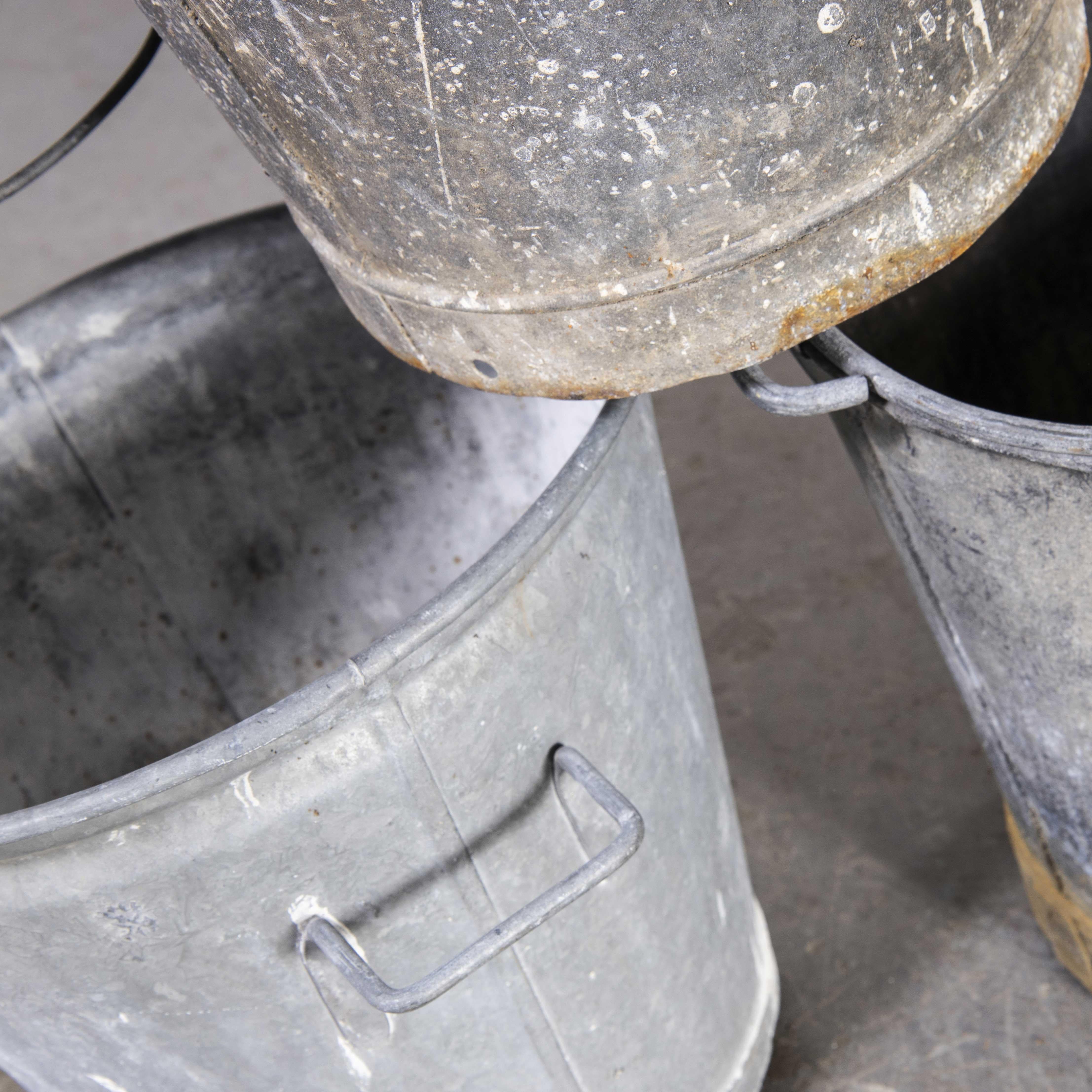 Metal Small French Galvanised Buckets, Planters For Sale