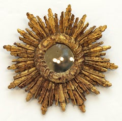 Small French Gilt Starburst or Sunburst Mirror (Diameter 13 1/2)