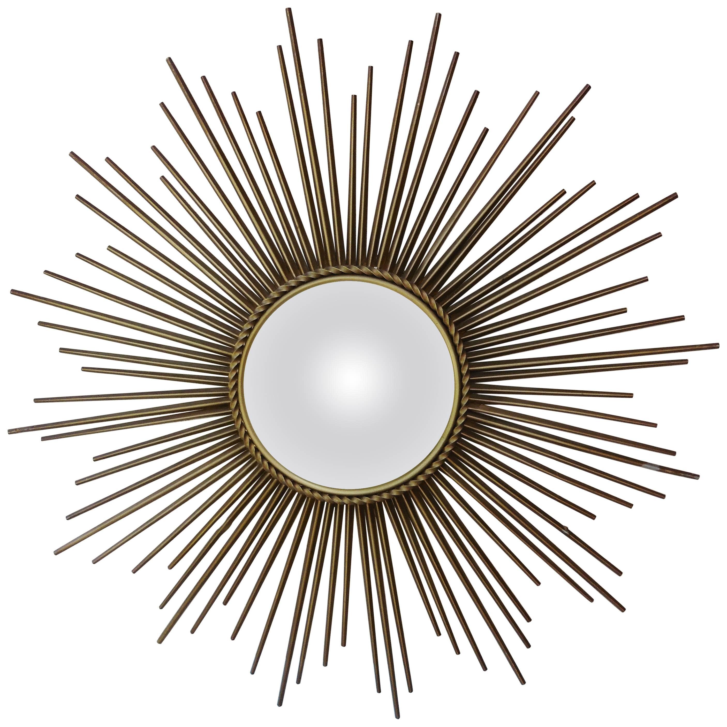 Small French Gold Metal Flower Mirror, circa 1960 2