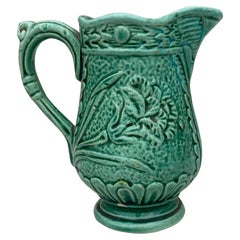 Small French Green Majolica Pitcher Creamer circa 1900
