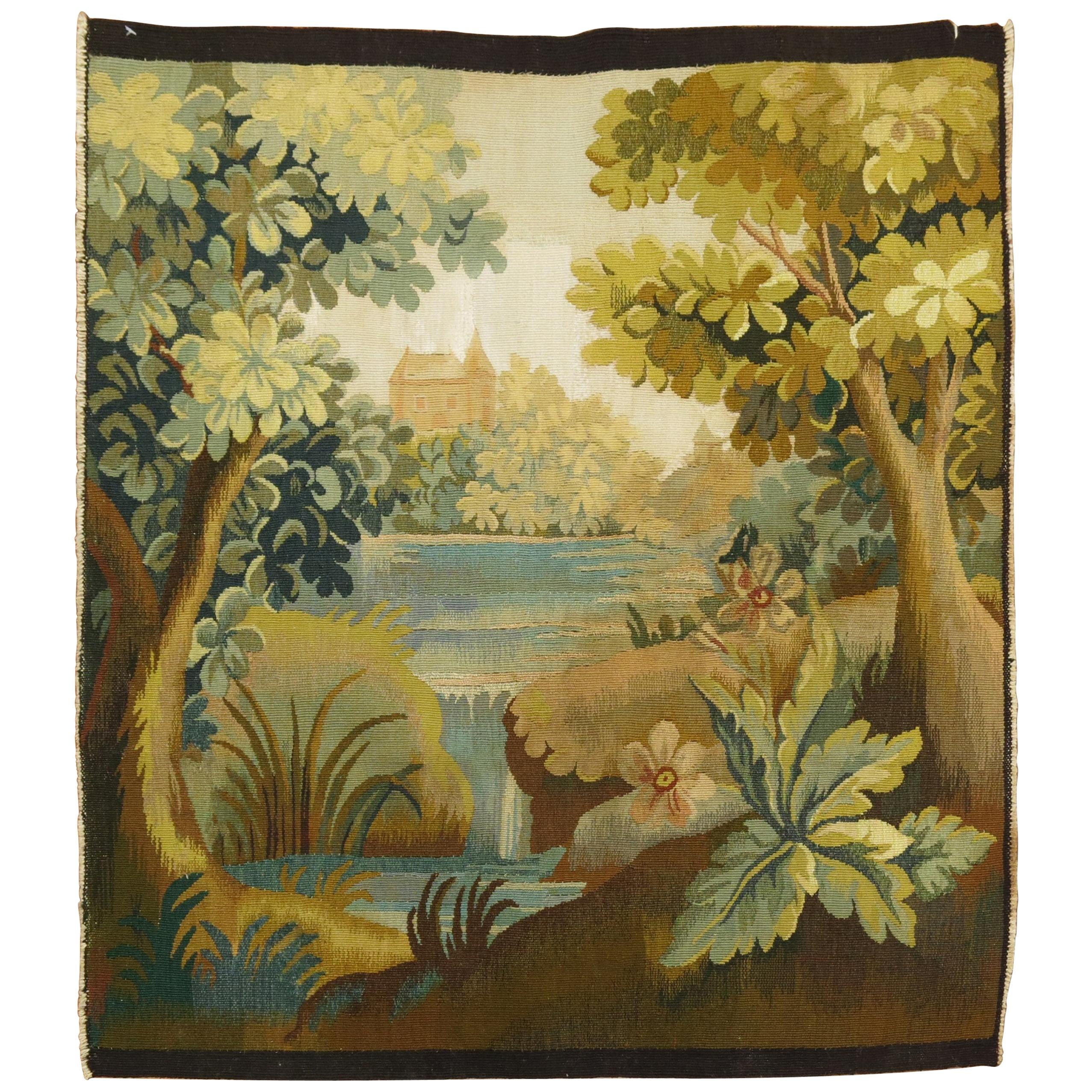 Small French Green Tapestry Wall Hanging