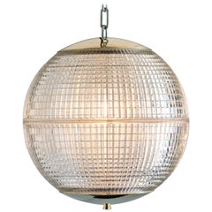 Small French Holophane Globe Pendant Lights