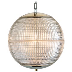 Small French Holophane Globe Pendant Lights