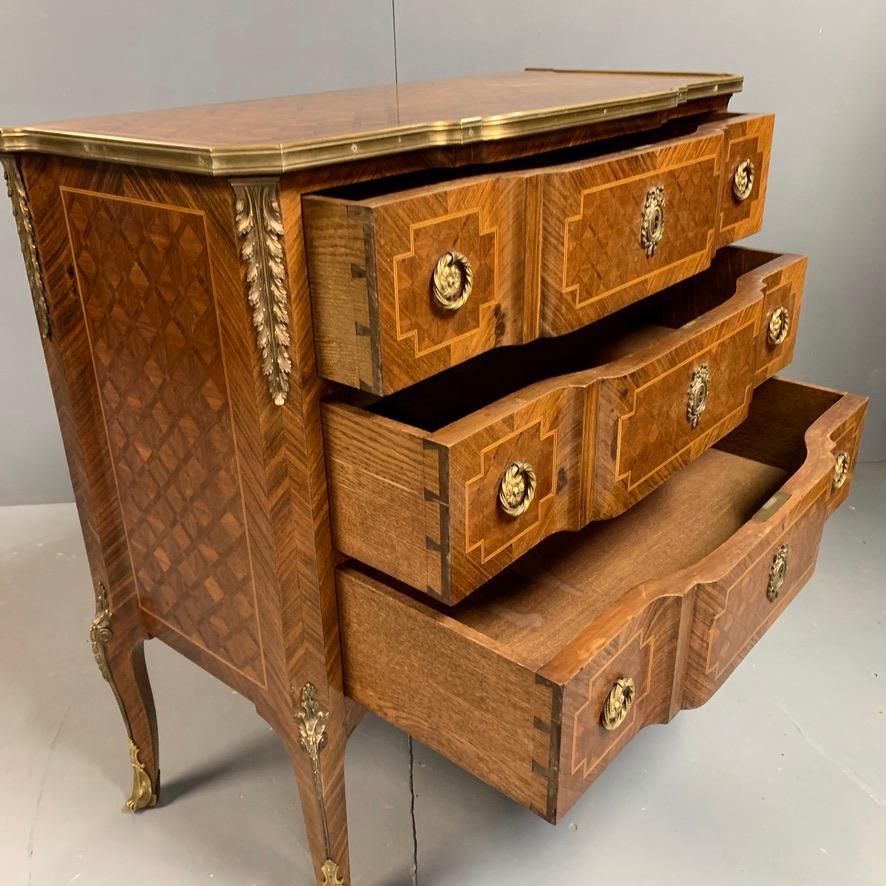 Small French Kingwood and Geometric Parquetry Commode with Brass Mounts 6