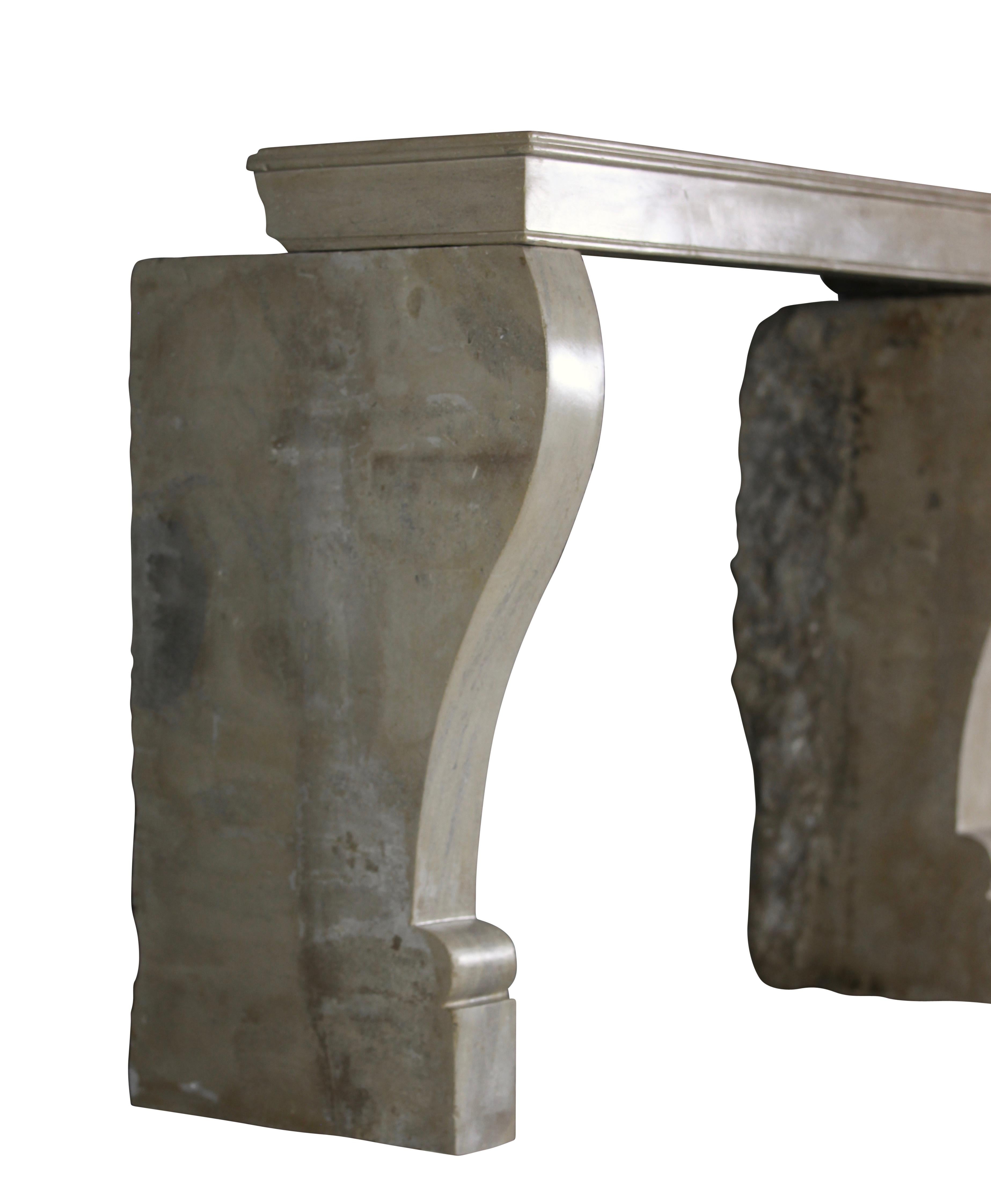 Small French Limestone Antique Fireplace Surround for Eclectic Chic Interior For Sale 4
