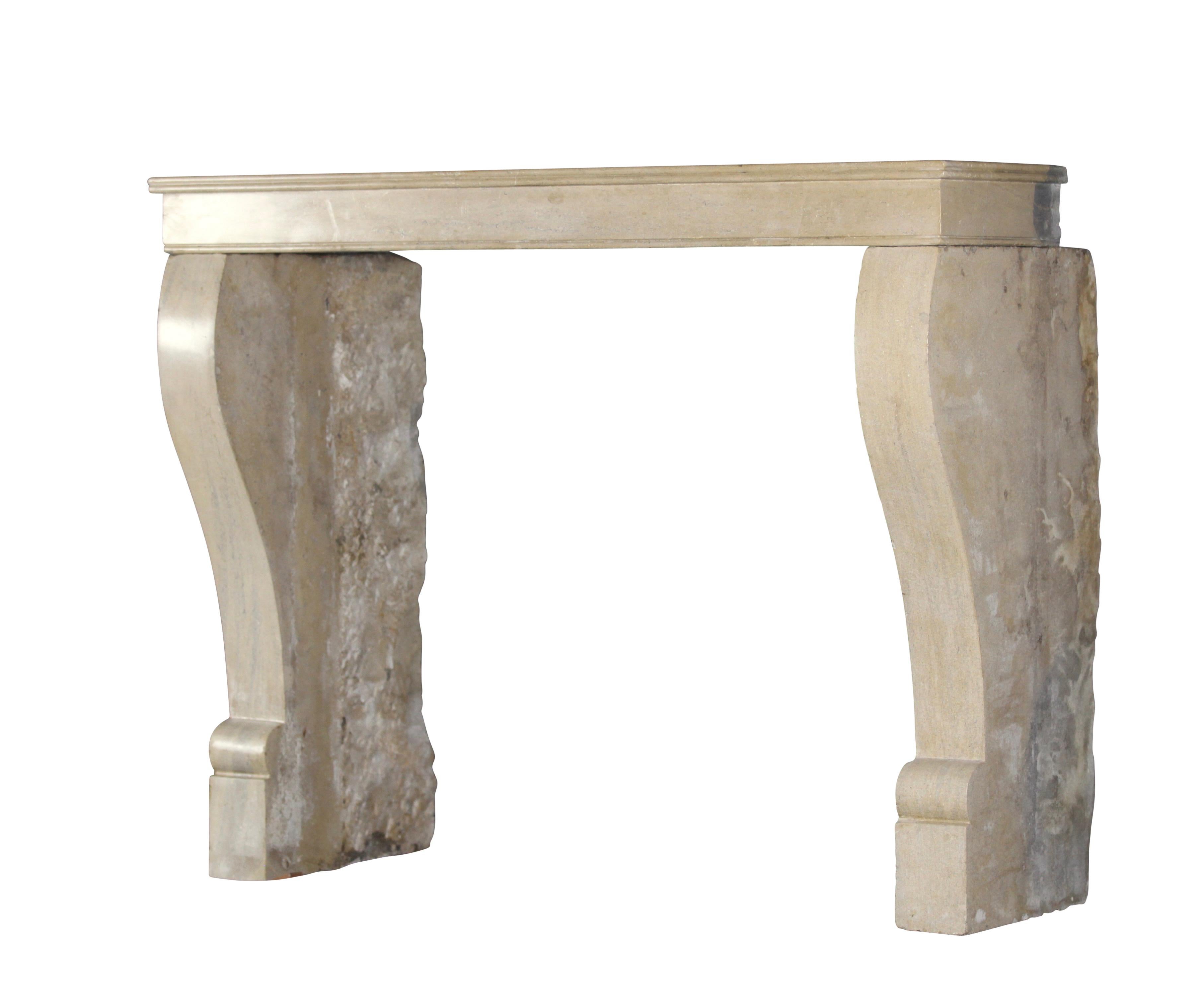 Small French Limestone Antique Fireplace Surround for Eclectic Chic Interior For Sale 2