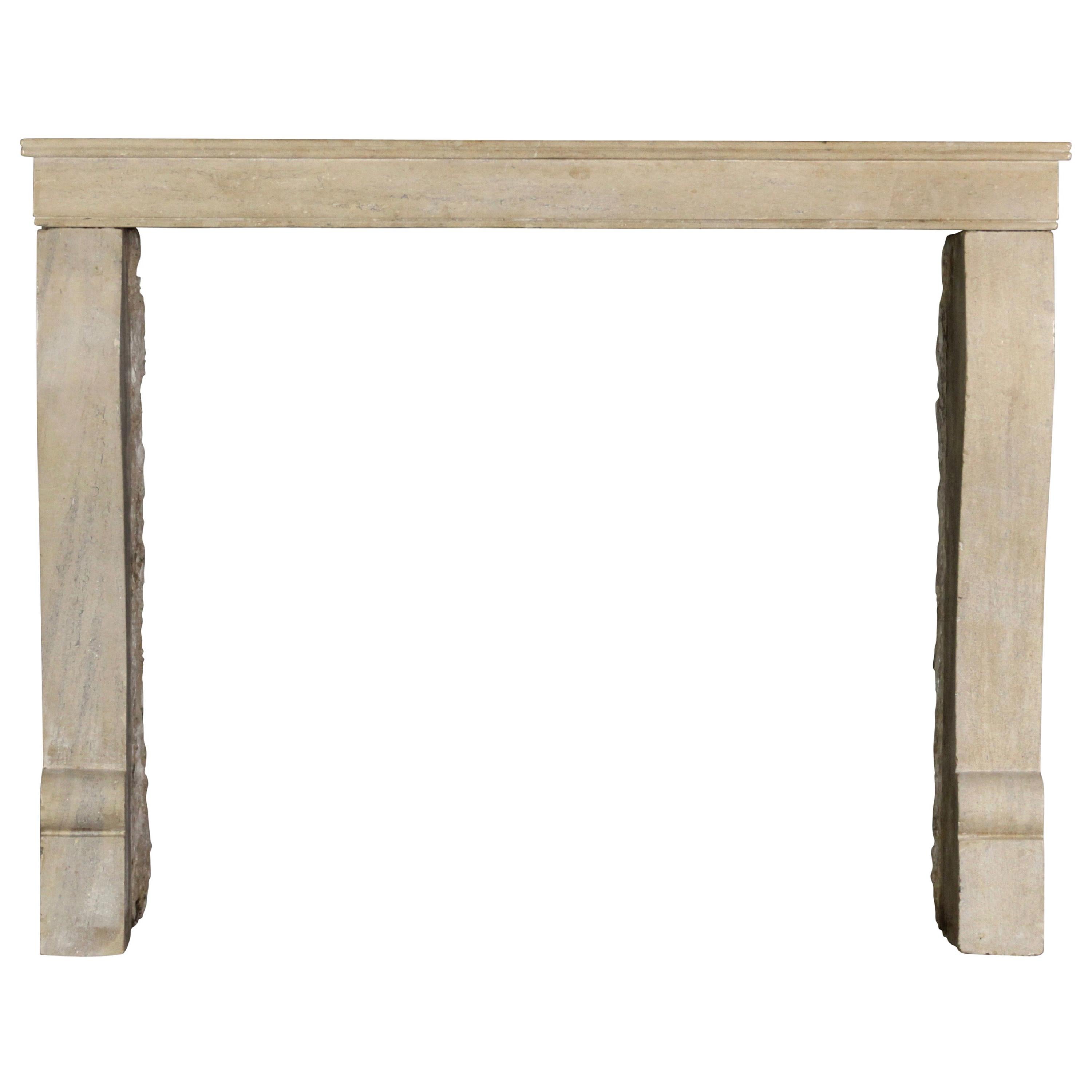 Small French Limestone Antique Fireplace Surround for Eclectic Chic Interior