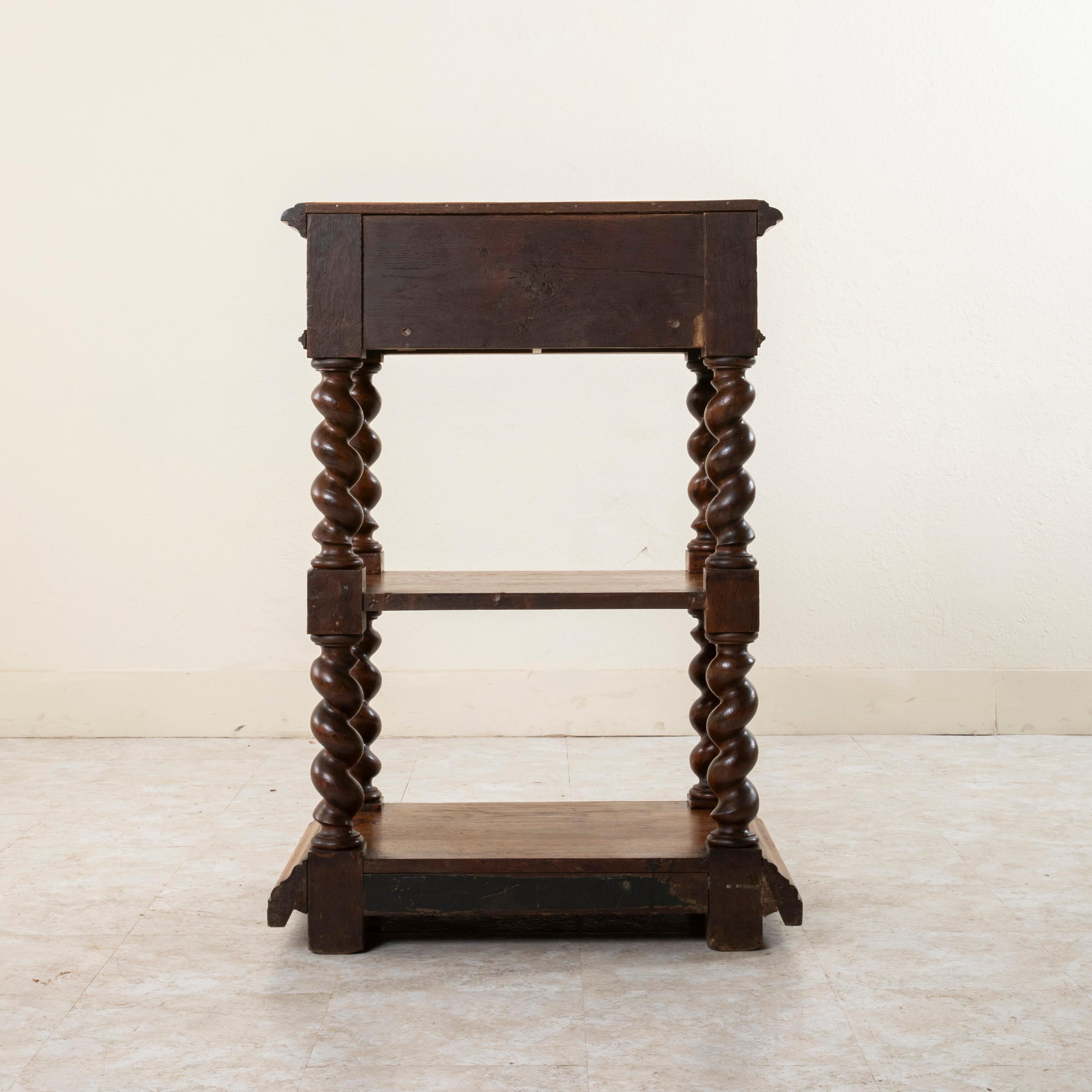 19th Century Small French Louis XIII Style Hand-Carved Oak Dessert Buffet, Console c. 1880