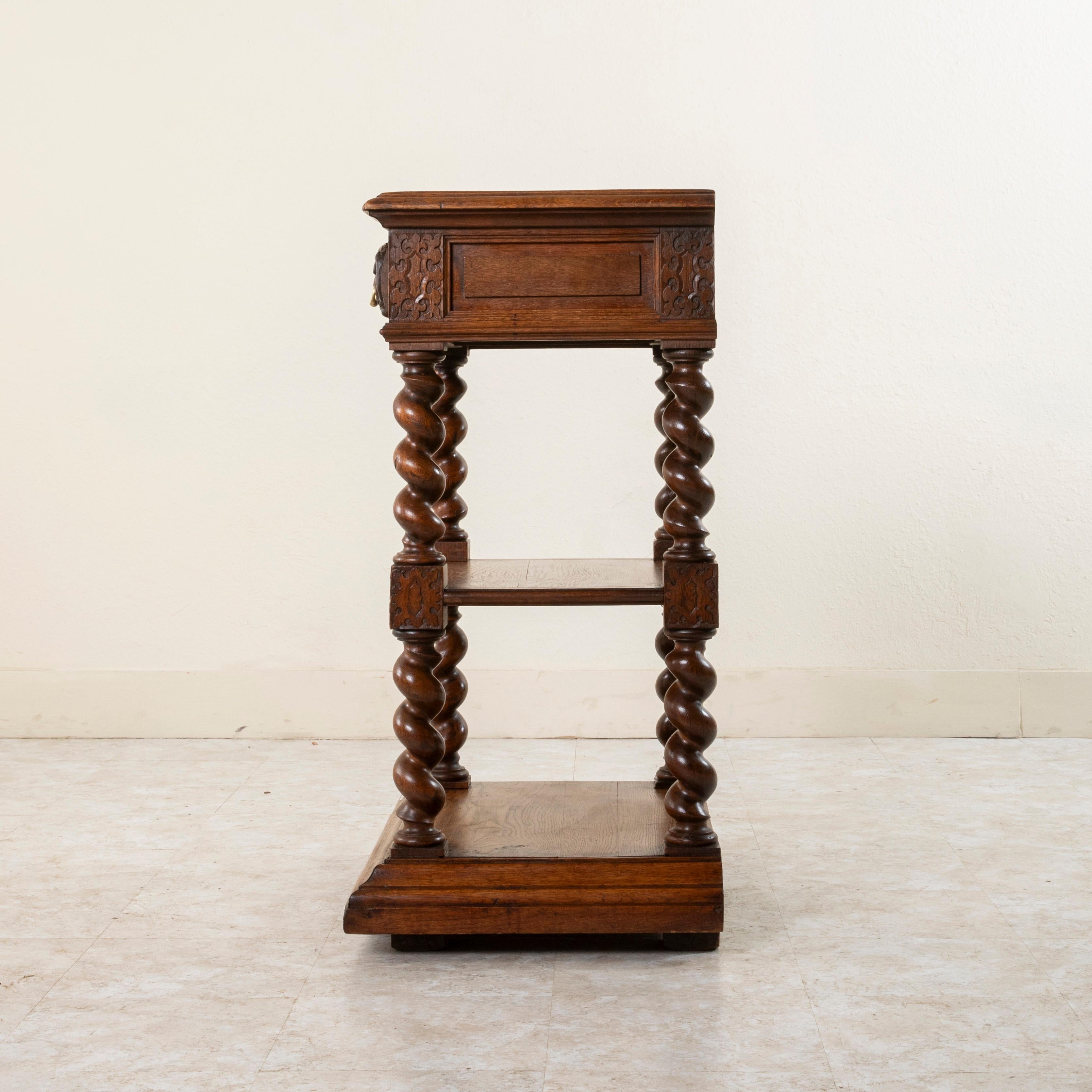 Small French Louis XIII Style Hand-Carved Oak Dessert Buffet, Console c. 1880 1